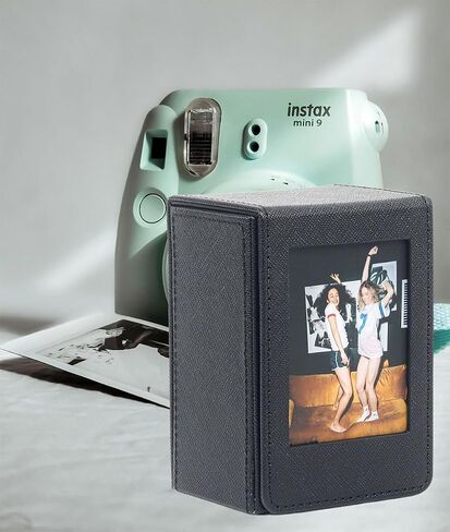 حقيبة تخزين حامل الصور Orga'Neat لفيلم Fujifilm Instax Mini Film 12/11/90/40/9/8/7/7+/EVO، حامل صور Instax Mini من جلد البولي يوريثان مع جيب خارجي، حتى 50 صورة (أسود) in Kuwait