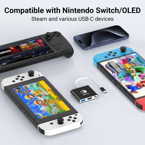 Switch Dock for Nintendo Switch Docking Station, Upgrade for Nintendo Switch Dock with 4K HDMI USB 3.0 100W USB-C Charging Port, Portable Switch TV Dock Adapter Charing Docking Station in Saudi Arabia
