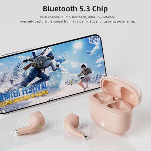 5.3 Wireless Earbuds for iPhone 16 15 Pro Max,Samsung S24 S23 S22 Ultra Flip Fold,Noise Canceling Bluetooth Headphones Stereo in-Ear Earphones Gaming Ear Buds Mic Deep Bass for Pixel OnePlus, Black in Kuwait