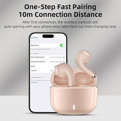 5.3 Wireless Earbuds for iPhone 16 15 Pro Max,Samsung S24 S23 S22 Ultra Flip Fold,Noise Canceling Bluetooth Headphones Stereo in-Ear Earphones Gaming Ear Buds Mic Deep Bass for Pixel OnePlus, Black in Kuwait