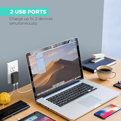 شاحن حائط بمنفذين USB من iHome: شاحن USB متعدد المنافذ AC Pro، ومحول قابس USB ووحدة شحن الهاتف، وقابس حائط USB مزدوج، وشاحن USB مسطح بمنفذين ومحول حائط USB in Kuwait