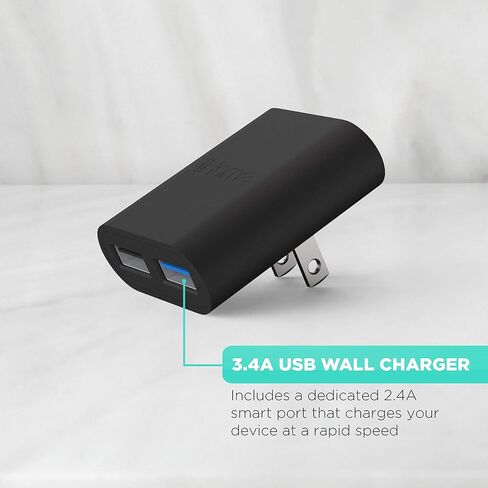 شاحن حائط بمنفذين USB من iHome: شاحن USB متعدد المنافذ AC Pro، ومحول قابس USB ووحدة شحن الهاتف، وقابس حائط USB مزدوج، وشاحن USB مسطح بمنفذين ومحول حائط USB in Kuwait