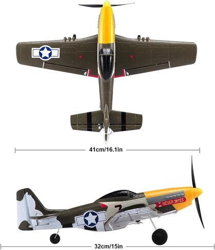 RC Plane 3 Channel P51 Remote Control Airplane Mustang Fighter Toys, 2.4GHz Smart Gyro Stabilizer RTF Glider Aircraft Plane with 2 Batteries, Easy to Fly for Adults Kids Beginners Boys in Saudi Arabia