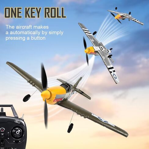 RC Plane 3 Channel P51 Remote Control Airplane Mustang Fighter Toys, 2.4GHz Smart Gyro Stabilizer RTF Glider Aircraft Plane with 2 Batteries, Easy to Fly for Adults Kids Beginners Boys in Saudi Arabia
