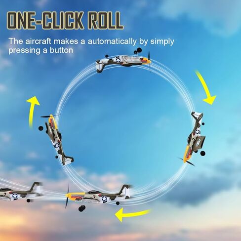 RC Plane 3 Channel P51 Remote Control Airplane Mustang Fighter Toys, 2.4GHz Smart Gyro Stabilizer RTF Glider Aircraft Plane with 2 Batteries, Easy to Fly for Adults Kids Beginners Boys in Saudi Arabia
