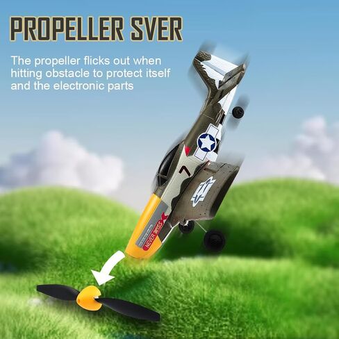 RC Plane 3 Channel P51 Remote Control Airplane Mustang Fighter Toys, 2.4GHz Smart Gyro Stabilizer RTF Glider Aircraft Plane with 2 Batteries, Easy to Fly for Adults Kids Beginners Boys in Saudi Arabia