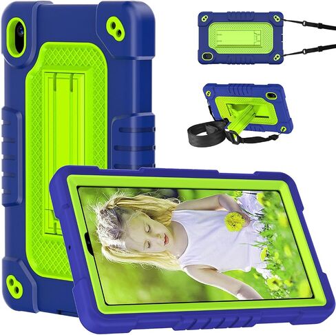 حافظة كمبيوتر لوحي Walmart Onn 7 2024 لهاتف Onn 7 4th Gen حافظة هجينة مقاومة للصدمات للأطفال الصغار، حافظة مدمجة بحزام الكتف لـ Walmart Onn 7 2024 موديل 100135924 - Navygreen in Kuwait