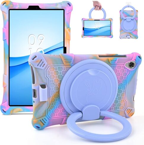 DETUOSI Silicone Case for Lenovo Tab M8 4th Gen (TB300FU)/Tab M8 3rd Gen (TB-8506F), with Handle Kickstand, Multi Angle Protective Case for Tab M8 HD 2019 TB-8505F/X, Rose Red & Purple in Saudi Arabia