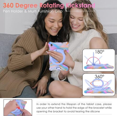 DETUOSI Silicone Case for Lenovo Tab M8 4th Gen (TB300FU)/Tab M8 3rd Gen (TB-8506F), with Handle Kickstand, Multi Angle Protective Case for Tab M8 HD 2019 TB-8505F/X, Rose Red & Purple in Saudi Arabia