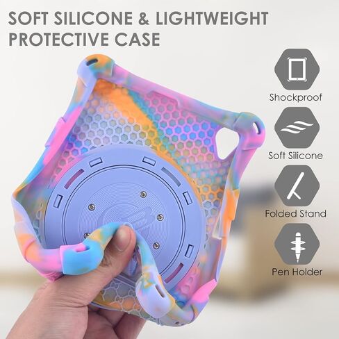DETUOSI Silicone Case for Lenovo Tab M8 4th Gen (TB300FU)/Tab M8 3rd Gen (TB-8506F), with Handle Kickstand, Multi Angle Protective Case for Tab M8 HD 2019 TB-8505F/X, Rose Red & Purple in Saudi Arabia