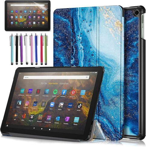 Case for Amazon Fire HD 10 Tablet 10.1" Inch Display (13th Generation, 2023 Released) - Lightweight Tri-fold Stand Cover Case + 1 Screen Protector and 1 Stylus (Forest Dusk) in Saudi Arabia