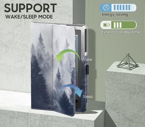MoKo Case Compatible with Amazon All-New Kindle Fire 7 Tablet (2022 Release-12th Generation) Latest Model 7" - Slim Folding Stand Cover with Auto Wake/Sleep, Gray Forest in Saudi Arabia