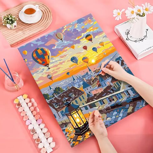 JATOK Paint by Numbers Kit for Adults Beginners, Flowers DIY Easy Acrylic Oil Painting by Numbers on Canvas, Paint-by-Numbers Drawing Kits for Gift Home Wall Decor Without Frame 16x20in in Saudi Arabia