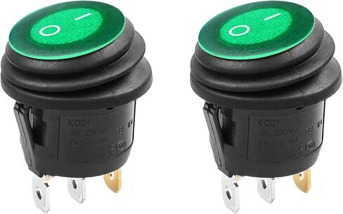 QTEATAK KCD1 On/Off 3-Pin 2-Position Snap 10A/125V، 6A/250V أحمر LED مقاوم للماء علوي وسفلي قارب مستدير مفتاح هزاز سلكي مسبقًا - قطعتان in Kuwait