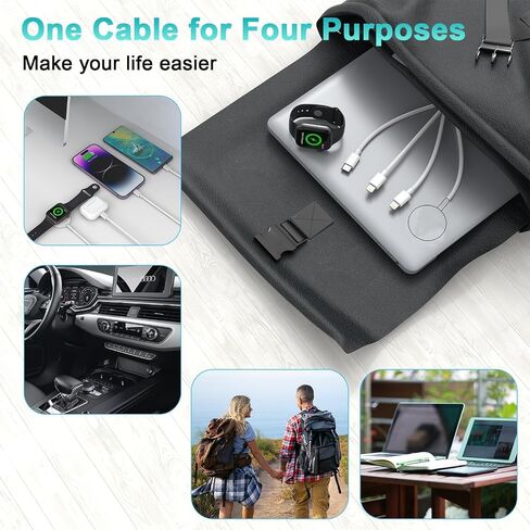 Charger Cable for Apple Watch/iPhone/Airpods Upgraded, 4 in 2 USB C Fast Apple Watch Charger iWatch Charging Cable for iWatch Series 3/4/5/6/7/8/9/SE/Ultra Portable Wireless Charger Cord (White) in Saudi Arabia