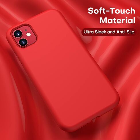 CellEver Heavy-Duty Silicone Case for iPhone 11 - Military Drop Protection, Elevated Screen & Camera Protection, Scratch-Free Interior, Bright Red in Saudi Arabia