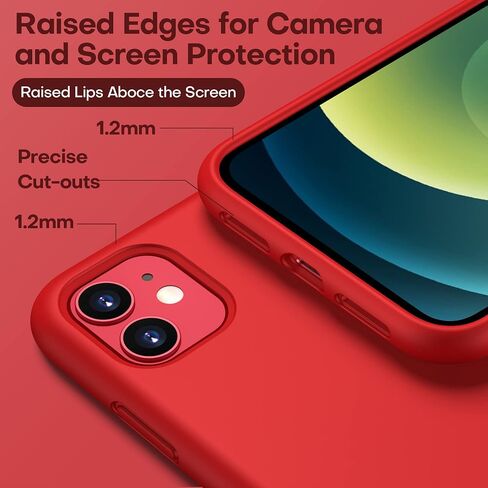 CellEver Heavy-Duty Silicone Case for iPhone 11 - Military Drop Protection, Elevated Screen & Camera Protection, Scratch-Free Interior, Bright Red in Saudi Arabia