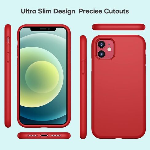 CellEver Heavy-Duty Silicone Case for iPhone 11 - Military Drop Protection, Elevated Screen & Camera Protection, Scratch-Free Interior, Bright Red in Saudi Arabia