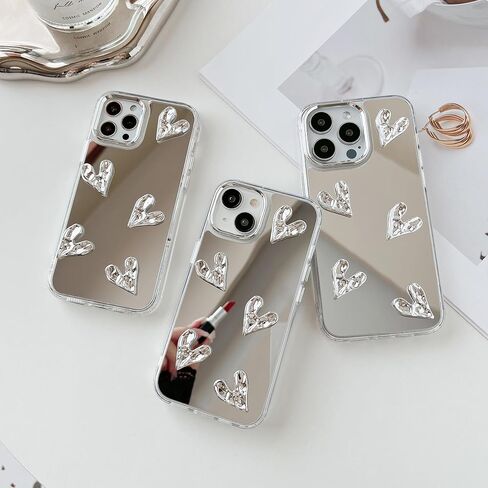 ZTOFERA Mirror Case for iPhone 13/iPhone 14, Mirror for Girls Women Makeup, Cute Glossy Hard Mirror Back+Clear Soft TPU Bumper Slim Fit Anti-Drop Shockproof Protective Case for iPhone 13/14 in Saudi Arabia
