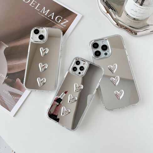 ZTOFERA Mirror Case for iPhone 13/iPhone 14, Mirror for Girls Women Makeup, Cute Glossy Hard Mirror Back+Clear Soft TPU Bumper Slim Fit Anti-Drop Shockproof Protective Case for iPhone 13/14 in Saudi Arabia