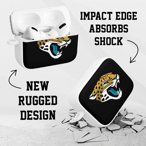 غطاء حماية HDX من السيليكون من GAME TIME Jacksonville Jaguars متوافق مع Apple AirPods Pro 1 & 2 (أسود كلاسيكي) in Kuwait