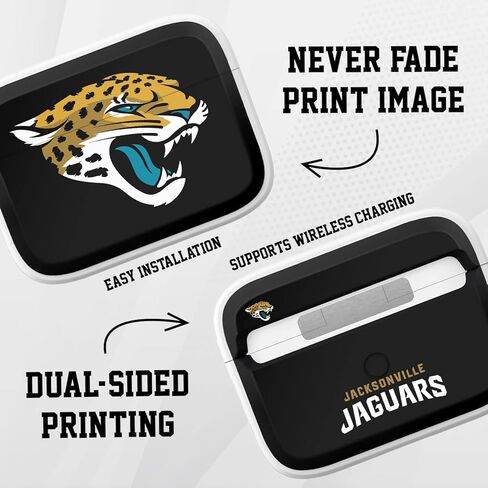 غطاء حماية HDX من السيليكون من GAME TIME Jacksonville Jaguars متوافق مع Apple AirPods Pro 1 & 2 (أسود كلاسيكي) in Kuwait
