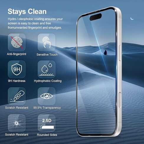 2+3 واقي شاشة لهاتف iPhone 15 مع 3 عبوات من الأفلام الواقية للشاشة من الزجاج المقوى و2 واقي عدسة الكاميرا [صلابة 9H] [خالية من الفقاعات] طبقة واقية in Kuwait