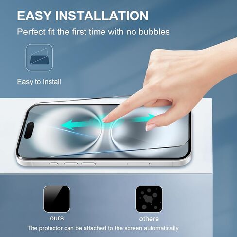 2+3 واقي شاشة لهاتف iPhone 15 مع 3 عبوات من الأفلام الواقية للشاشة من الزجاج المقوى و2 واقي عدسة الكاميرا [صلابة 9H] [خالية من الفقاعات] طبقة واقية in Kuwait