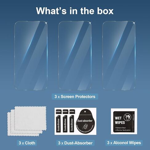 2+3 واقي شاشة لهاتف iPhone 15 مع 3 عبوات من الأفلام الواقية للشاشة من الزجاج المقوى و2 واقي عدسة الكاميرا [صلابة 9H] [خالية من الفقاعات] طبقة واقية in Kuwait