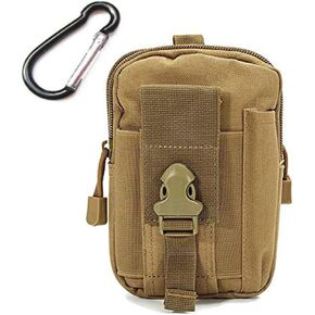 Universal Outdoor Tactical Camping Waist Bag Molle Belt Waist Pouch Security Purse Phone Carrying Case Saddlebag for Phones, Flashlight, Lighter (Black&White Thread)