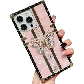 Cute Compatible with Samsung Galaxy Z Flip 3/Z Flip 4 Case, Luxury Bling Butterfly Foldable Stand Kickstand for Women & Girls, Flexible Shockproof Protective Case for Z Flip 3/4 6.7"(Purple)