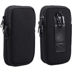Cell Phone Belt Clip Bag Men Blue, Nylon Mobile Phone Waist Holster, 6.9" Waterproof Elasticity Smartphone Waist Belt Pouch phone Belt Loop Holder with Necklace Carrying Case Fanny Pack with Carabine