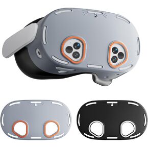 Gray and Black Silicone Case Cover for Meta Quest 3S, Protective Soft Shell for VR Headset, Accessories for Meta Quest 3S