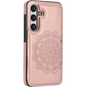 PASNEW for Galaxy A71 5G Wallet Case, Flower Leather Card Holder Magnetic Back Flip Protective Cases for Samsung A71 5G,Rose Gold