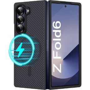 BENTOBEN Carbon Fiber for Samsung Galaxy Z Fold 6 Case, Galaxy Z Fold6 Magnetic Case[Compatible with Mag Safe] Slim Fit Smooth Shockproof Women Men Protective Cover for Samsung Z Fold 6 5G 2024, Black