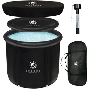 CryoForce Large Ice Bath for Athletes - Portable Free Standing Cold Plunge Tub for Outdoor Cryotherapy
