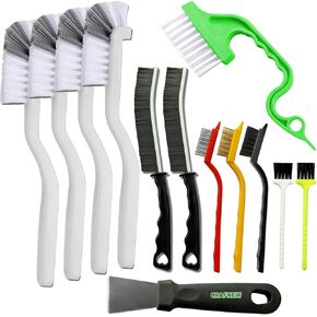 13Pcs Small Cleaning Brush Set, Hard Bristle Crevice Cleaning Brush, Long Handle Household Cleaning Tool Suitable for Cups, Bottles, Teapots, Corners, Sinks, Faucets, Toilets