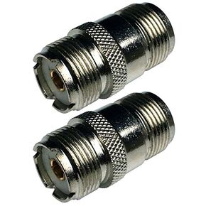 CESS N-Type Female to UHF SO239 Female Coax Adapter Connector - N Female to UHF Female, 2 Pack, Nickel-Plated, Knurled Surface, Gold-Plated Jack