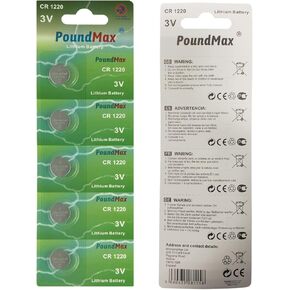 CR 1220 Batteries 3v Lithium Button Cell Battery Combo Pack - 5 Count