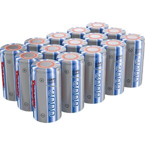 Tenergy NiMH SubC 1.2V 3000mAh Rechargeable Batteries, for Power Tools, 15 Pack