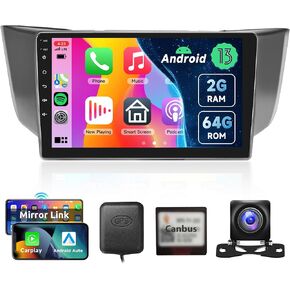 2G+64G Android 13 Car Stereo Radio for Lexus RX300 RX350 RX330 RX400H 2004-2009 with Carplay and Android Auto, Rimoody 9 Inch Touch Screen GPS WiFi Bluetooth FM/RDS EQ Mirror Link Backup Camera
