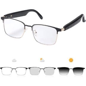GS03 Photochromic Sunglasses Blue Light Blocking Glasses for Men and Women, Bluetooth Smart Glasses,Polarized Sunglasses with Bluetooth Speaker,Voice Assistant, Open Ear Music & HD Calling