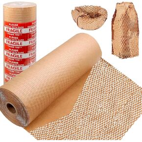 Honeycomb Packing Paper, 12" x 200' Packing Paper Substitute Alternative for Bubble Cushioning Wrap for Moving Shipping Packaging, Recyclable Moving Supplies Bubble Packing Wrap Roll-White