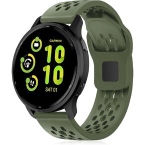 Breathable Bands Compatible with Garmin Venu / Venu Sq / Venu 2 Plus, Garmin Vivoactive 5 / Vivoactive 3 Watch Bands Women Men, 20mm Silicone Watch Strap Soft Sport Replacement Wristband for Garmin Vivoactive 3 Music / Forerunner 245 / 645 Smart Watch