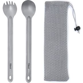 Titanium Spork Long Handle, Ultra Lightweight Camping Utensil for Backpacking Camping, Hiking, Outdoors