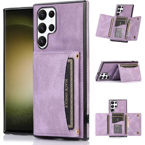 Design for Samsung S23 Ultra 5G Folio Flip Leather Wallet Case with Credit Card Holder Slot Phone Cases Kickstand Shockproof Protective Cover for Galaxy S23U S23ULTRA Women Men 6.8" Black