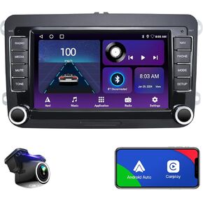 7 inch Car Stereo Radio for Volkswagen/SEAT/Skoda Android 12 Car Radio Android Auto Carplay Mirroring Airplay Touch Screen Radio GPS Navigation Voice Control 5GWIFI(2+64G) Microphone+Backup Camera