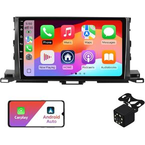 2+32G Android 12 Double Din Car Stereo for Toyota Highlander 2014-2019 with 10.1 Inch Touchscreen Radio Built-in Wireless Carplay/Android Auto/GPS/Bluetooth/FM/AUX-in/SWC/Backup Camera