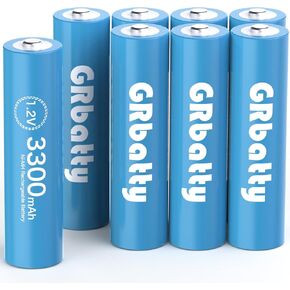 AA Rechargeable Batteries Ni-MH, 3300mAh Long Lasting, 1.2V 1200 Cycles Rechargeable AA Batteries- 8 Count for Household and Business Devices