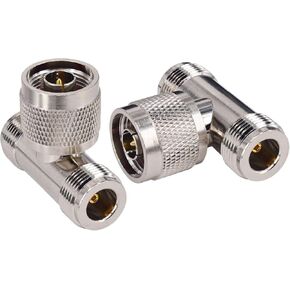 Boobrie 2PCS N-Type Male to Dual 2 N-Type Female 3-Way Splitter RF Antenna Connector N Type Triple T Shape Cpax Adapter for Wi-Fi/Walkie alkie/Ham Radio/Broadcast/Radios